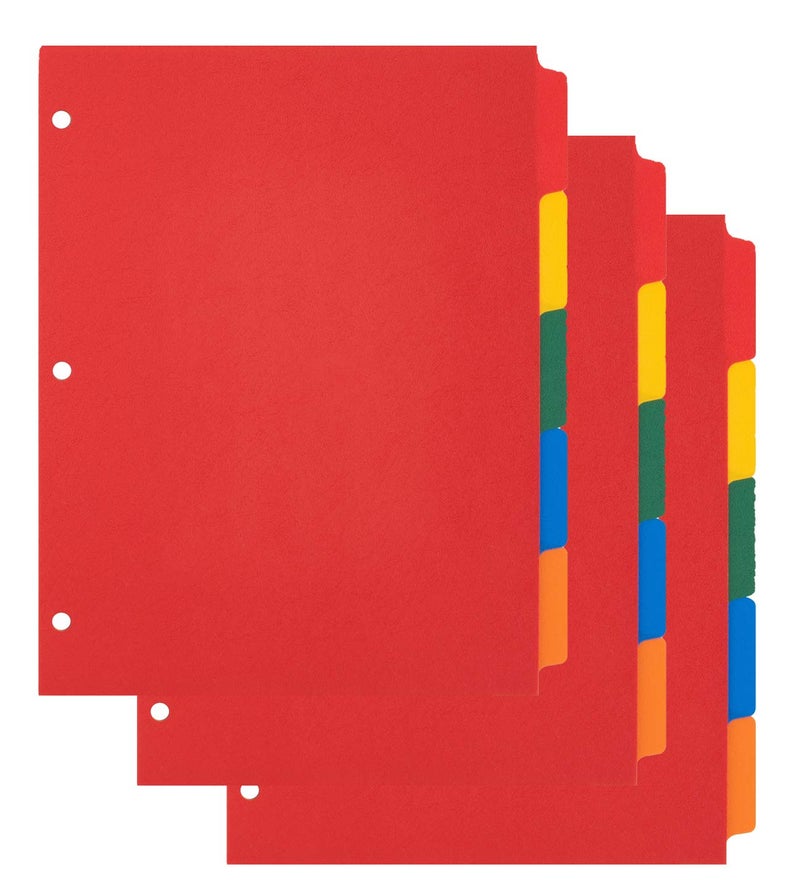 Manaloom 3 Ring Binder Dividers, 5 Color Tabs Poly Index Dividers, Letter Sized - Extra Durable for School, College, Kids and Adults - 15 Sheets - Image 1